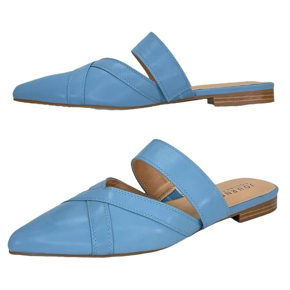 Journee Collection Shoes - Journee Collection Enn Blue Faux Leather Womens Mules Size 12M
